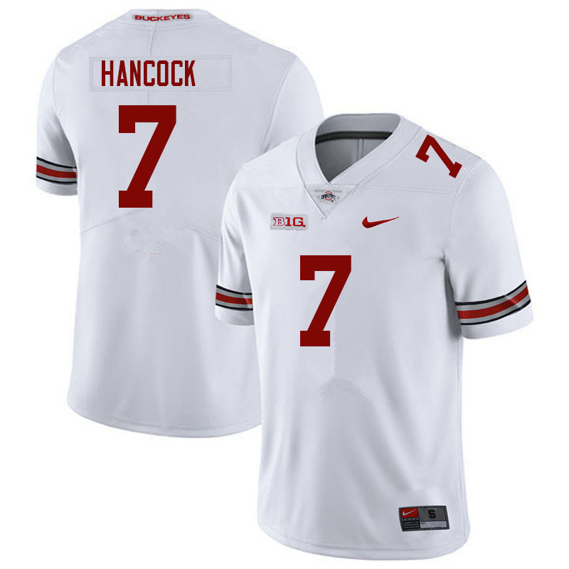 Men #7 Jordan Hancock Ohio State Buckeyes College Football Jerseys Sale-White